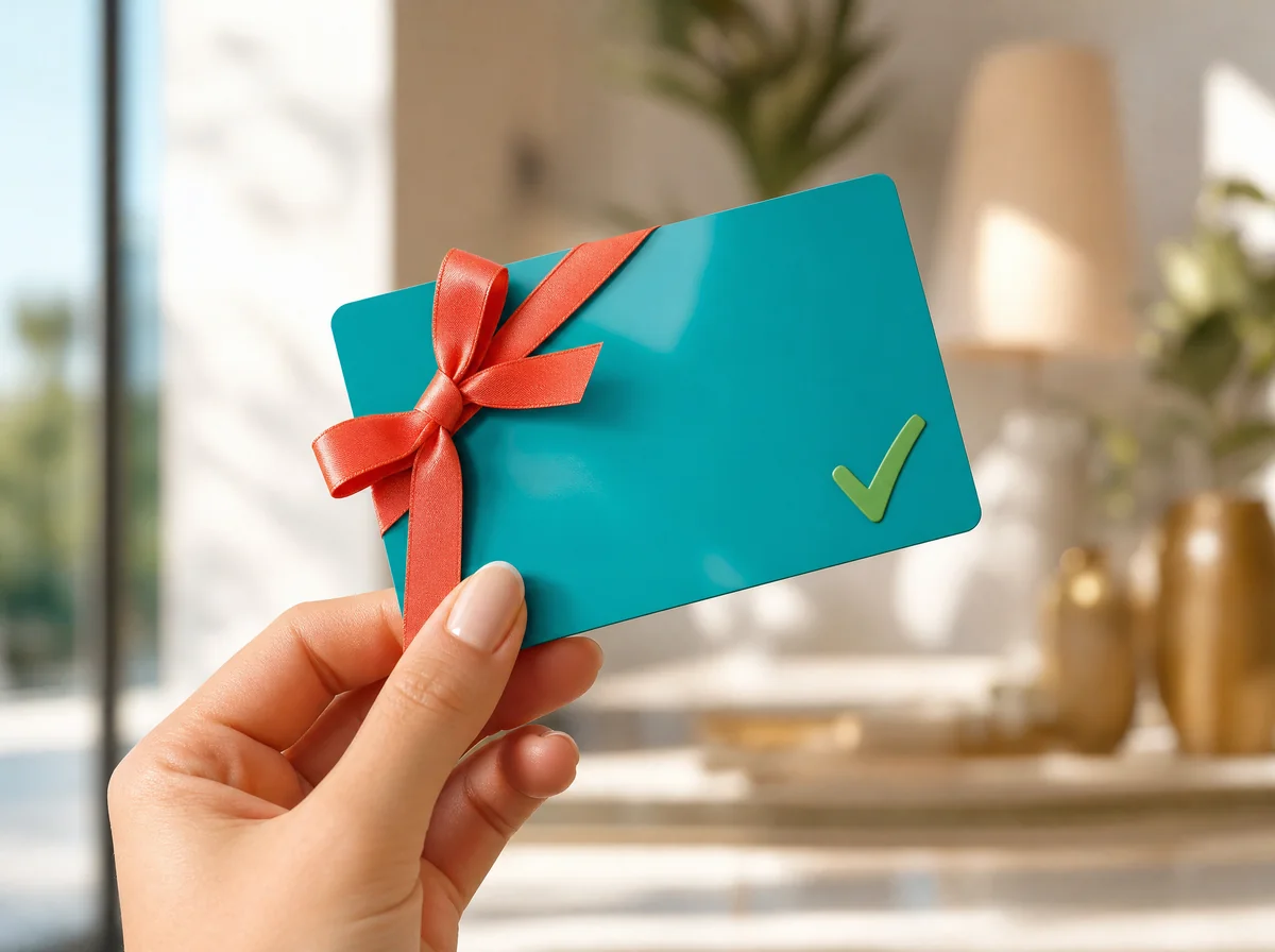 Фирменная подарочная карта Giftcard Store в руке
